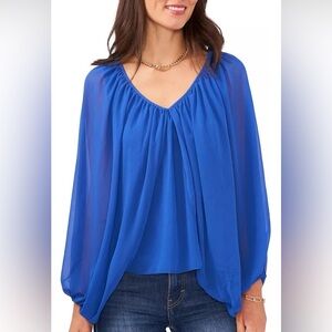 Vince Camuto Sapphire Blue Blouse Balloon Sleeve Size M
